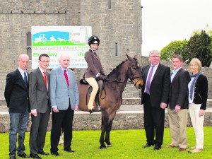 Pictured at the launch of Newcastle West Show 2015 were Peter Leonard, Chairperson of Show committee, Patrick O'Donovan TD, Dan Neville TD, Ella Geary on her pony Ted, Tom Hayes, Minister of State at the Department of Agriculture, Food and the Marine, Seamus Shanahan, Show Secretary and Claire Geary, committee member on Friday last in Newcastle West.