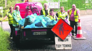 Mallow Tidy Towns members with rubbish collected in the Gouldshill area.