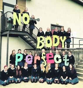 St Mary's Secondary School students with their message 'No BODY is Perfect.'