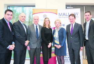 Cllr. John Paul O'Shea, Mayor of Cork County, David Stanton, TD, Michael Loftus, Head of Faculty of Engineering and Science, CIT, Noreen Walsh, Vice Chair of Mallow Development Partnership, Aine Collins, TD, Sean Sherlock, TD Minister of State and Patrick Buckley, Deputy Managing Director EPS Ltd at the launch of the North Cork Engineering Cluster Launch on 29th January at Mallow Primary Healthcare Centre. The launch was organised by Mallow Development Partnership.