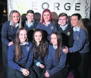 Front L-r, Maeve Gloster, Adela Azzopardi and Davida Sheils Forde. BackL-r, Muireann Clifford, Stephen Adams, Lucy Murphy, Luke O' Neill and Allison Whitson salesian college fashion show launch