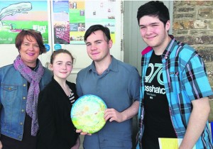 Miriam Nyhan, Katelynn Cremin, Gavin Doyle-Cosgrove and Cian O Flaherty with their award for their film 'Milky Boy' at the First Cut Film Festival in Youghal.