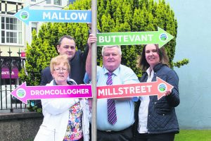 Kay McAuliffe, Dromcollogher, Tomás O'Neill, Mallow, Pat Mannix, Buttevant and Bridget Fitzgerald, Millstreet pictured at the announcement of the merger of Mallow Credit Union with Buttevant and Doneraile, Dromcollogher and Millstreet Credit Unions.