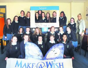 St Mary's Secondary School TY students with teacher Donna Crowley at the launch of their 'Make a Wish' initiative.