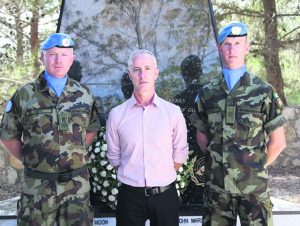 Denis with CQMS Brendan Fahy and Sgt Emmet Murphy.